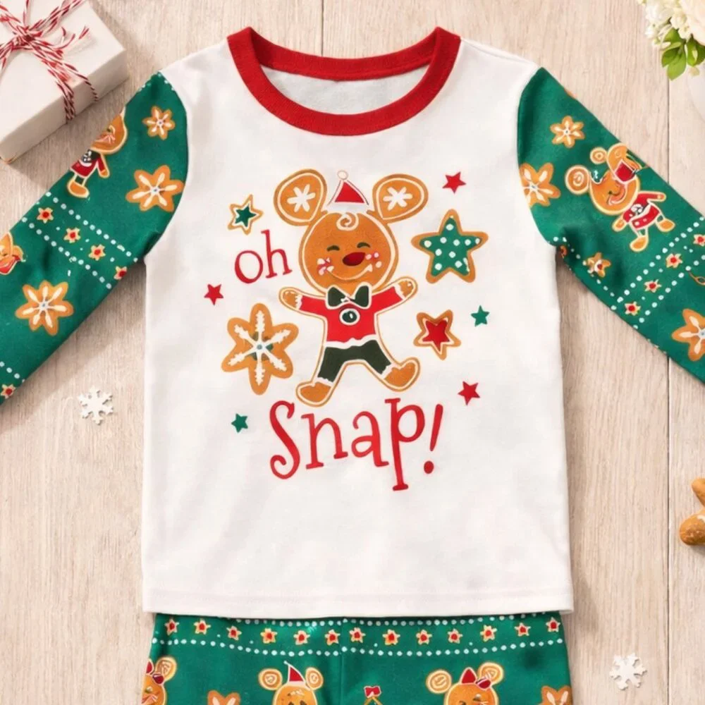 Disney 6M-9M Infant 2-Piece Pajama Gingerbread Mickey Oh Snap! NWT